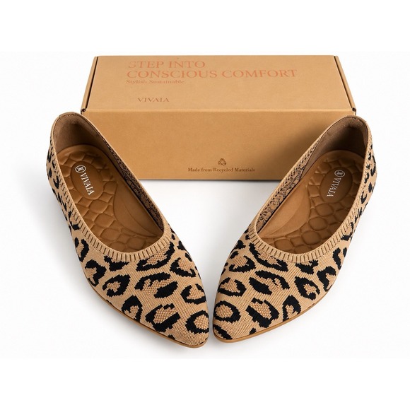 Vivaia Shoes - VIVAIA Aria Ultra-Light Leopard Print Pointed Toe Flats EU 39.5 US 8.5 New